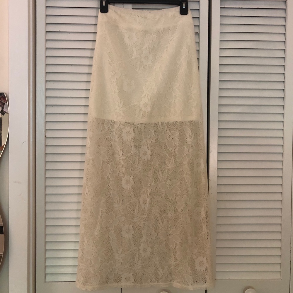 White, lace detail, maxi skirt